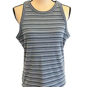 Madewell Tank Top Recycled Blue Ribbed Westville Stripe Slim Stretch size Large